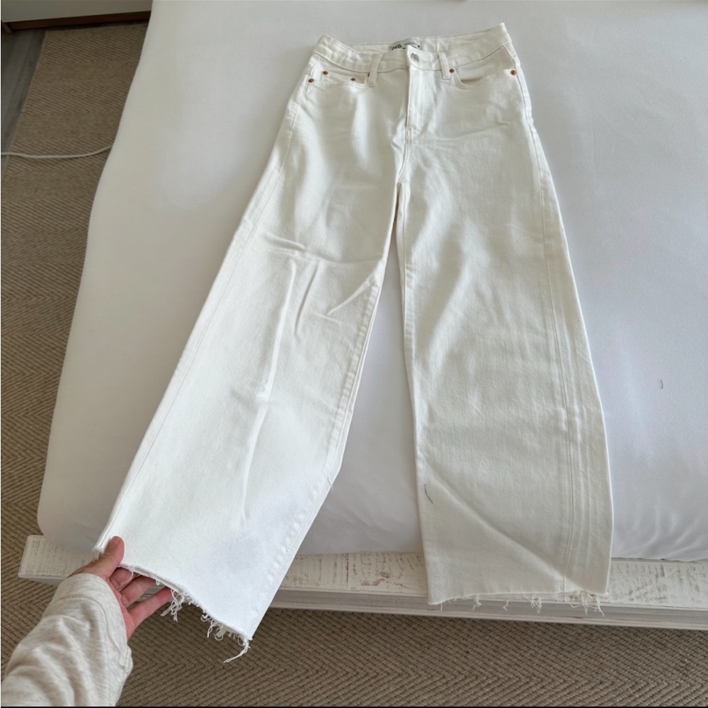 Zara high waisted white/off white jeans